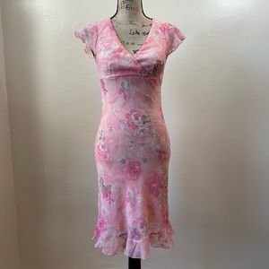Pink Floral Lined Dress